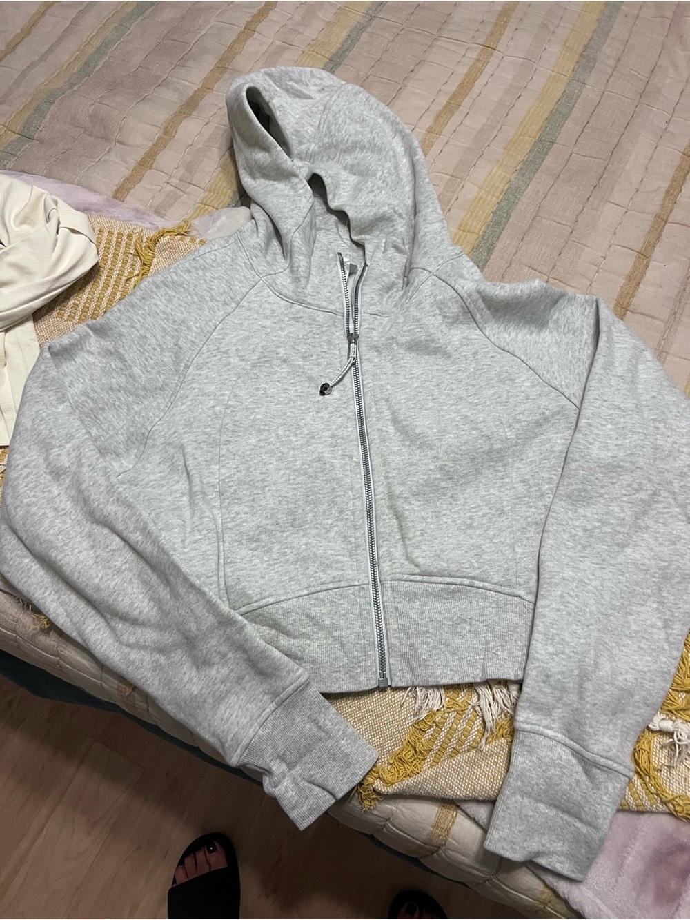 Cropped Scuba Light Gray Women's Zip Hoodie
